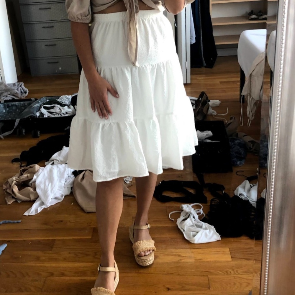 White knee length skirt
